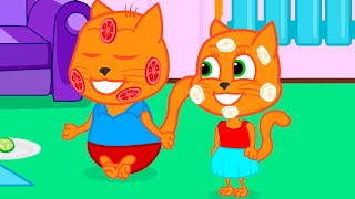 Familia de Gatos - Mascarilla de frutas y bayas Dibujos Animados Para Niños