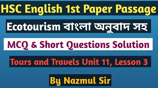 HSC English 1st Paper|| Ecotourism Passage|| Unit 11, Lesson 3 ||Ecotourism Passage বাংলা অনুবাদ সহ