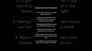 Rules For A Fulfilling Life Save For Later #motivation #fyp