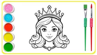 How to draw easy Princess in a beautiful Dress | Easy drawing and Coloring for Kids & Toddlers