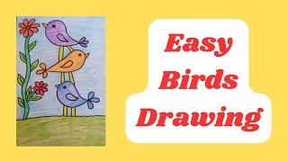 Easy Birds drawing and colouring