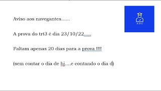 FALTAM 20 DIAS PARA A PROVA DO TRT-3.            #shorts