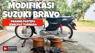 project suzuki bravo, pemasangan fostep belakang tornado dan knalpot tornado#part 1