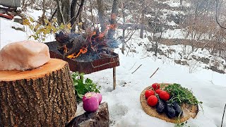 best chicken kebab recipe:making delicious chicken kebab in snowy winter