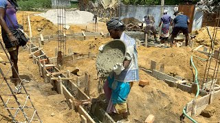 Basement Beam Techniques || House Earth Beam Reinforcement Using Sand Cement and Stones