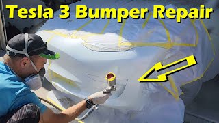 Mobile Bumper Repair Phoenix Arizona Tesla 3 (3 Stage Pearl White)