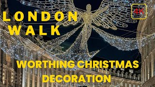 London Walk 4K |Worthing Christmas Decorations |West Sussex