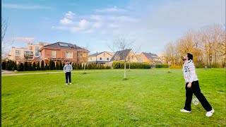 Badminton 🏸 with friends on Easter holidays and enjoying the beautiful sunset 🌅 blossom sky view