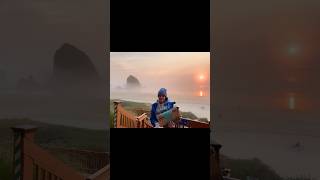 Cannon Beach & Haystack Rock at Sunset! #mrmapletravel #haystackrock #cannonbeach #oregoncoast