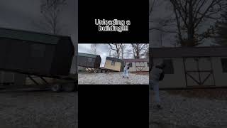 Watch and see how we unload our buildings!!🤩🤩🤩#mbb #mountainbarnbuilders #mountainbarn