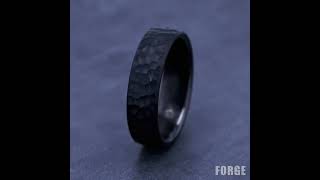 EUCF565591BKT - 6.5mm Men's Hammered Black Titanium Ring