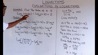 logarithmic equations