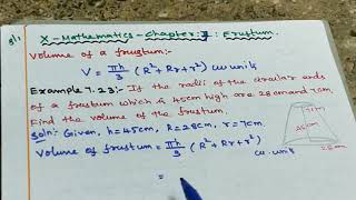 10th maths-volume of frustum+Eg 7.23