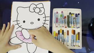 Instructions for coloring the picture of hello kitty pink ballet cat