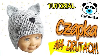 CZAPKA Z USZKAMI NA DRUTACH DLA DZIECKA  [#16] *Jak zrobić* - LaPanda   KNITTED HAT WITH EARS