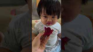 Baby eating dragon fruit #babygirll #cutebaby #babyshorts #baby #babygirlforlife #cuteanimal #cute