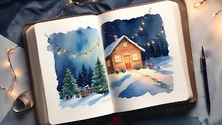 Create a MAGICAL Christmas Winter Scene with Watercolor Painting!