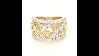 Fancy Yellow & Normal Diamonds Ring Band in 18k Yellow Gold