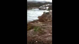 Road Crossing By Car In Flood - Water Safety