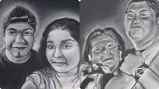 Drawing 2 Portraits In Charcoal and Pastel