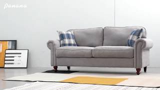 Fabric Sofa Settee Couch with Wooden Feet