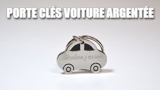 Porte clés voiture en métal gravée