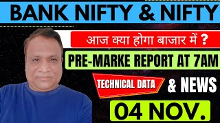 Nifty, Bank Nifty Technical / Data,  Pre- Market Update at 7 am,    4 -Nov -2024