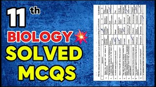 Federal board 11th biology Correct MCQS 2ND Annual Exam