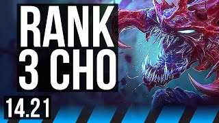 CHO'GATH vs AURORA (MID) | Rank 3 Cho, 1400+ games | KR Challenger | 14.21