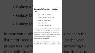 Samsung Android 15 ONE UI 7.0 update list