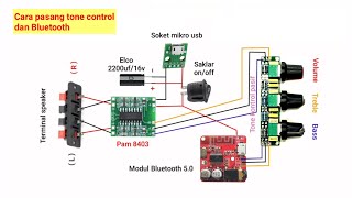 Cara pasang tone control dan Bluetooth 5.0 ke power amplifier