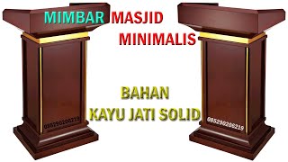 Mimbar Masjid Minimalis Kayu Jati Solid Finishing Maroon dengan List Emas