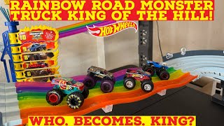 DIECAST HOT WHEELS MONSTER TRUCK RAINBOW ROAD KING OF THE HILL!