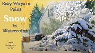 Easy Snow Painting Techniques - Watercolor Landscape with Snow - Watercolor Painting Demonstration