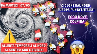 METEO: IMMINENTE FASE TEMPORALESCA CON VORTICE MEDITERRANEO SULL'ITALIA! ANCHE GRANDINATE, ECCO DOVE