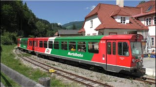 FHD - 3 verschiedene Züge auf der Murtalbahn/3 different trains in Murau am 16.07.2023