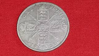 1 Florin silver coin of United Kingdom of king George the 5th of 1921 (50% silver)