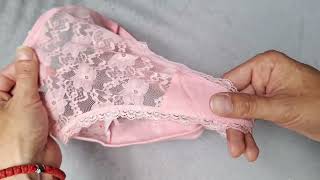 Transparent Women's pink Thong with Lace 女性の皮ひも