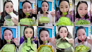 HEAVY MATCHA POWDER ICE ,ICE EATING ASMR 🧊