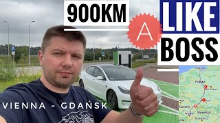 Easy 900km Tesla trip from Vienna to Gdańsk