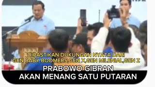 DUKUNGAN NYATA DARI GEN BABY BOOMERS,GEN X,MILENIAL,GEN Z PRABOWO GIBRAN AKAN MENANG SATU PUTARAN