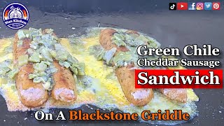 Hatch Green Chile Cheddar Sausage Sandwich On A Blackstone Griddle