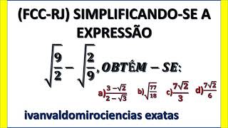 Expressão com Radicais. Matemática Questões de Concursos e Provas aula 246. Prof. Ivan Valdomiro.