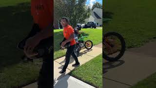 Don’t let her slam you now 😂 | 85yr neighbor test rides the kx 85😤