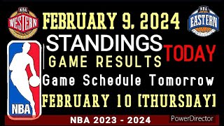 NBA Standings as of today FEBRUARY 09, 2024 | Game Result|  #nba #standings #games #results