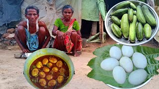 village old grandma & grandpa cooking DUCK EGG CURRY with patal || how to cook egg curry with patal