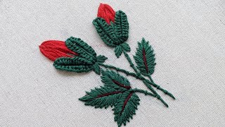 STITCHING  BEAUTIFUL ROSE BUD/EMBROIDERY TUTORIAL