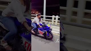 sri lankan girl ride on yamaha R1 😍❤️ subscribe vehicle hub 😇❤️