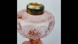 SOLD - Pink Mini Bullseye Fine Detail Kerosene Oil Lamp 1890s Diamond Glass Montreal