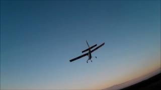 Chasing an RC airplane in sunset